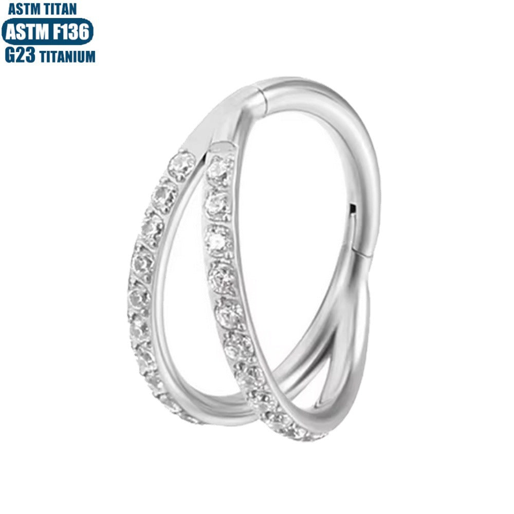 G23 Titanium Waterproof Double Hoop Cartilage Earring 16G – 5A CZ, Multiple Sizes