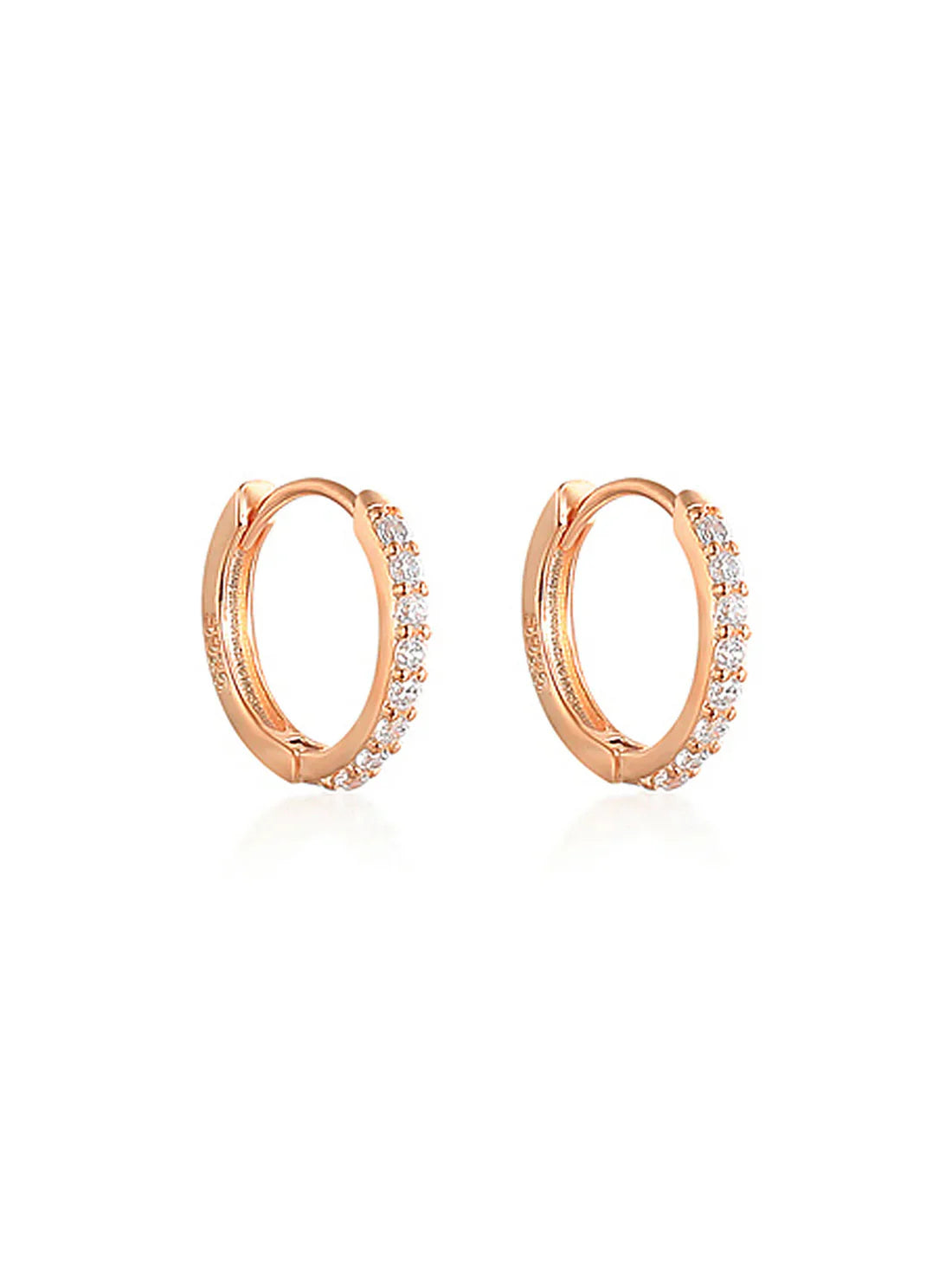 925 Classic Waterproof Pave Hoop Huggies Earrings