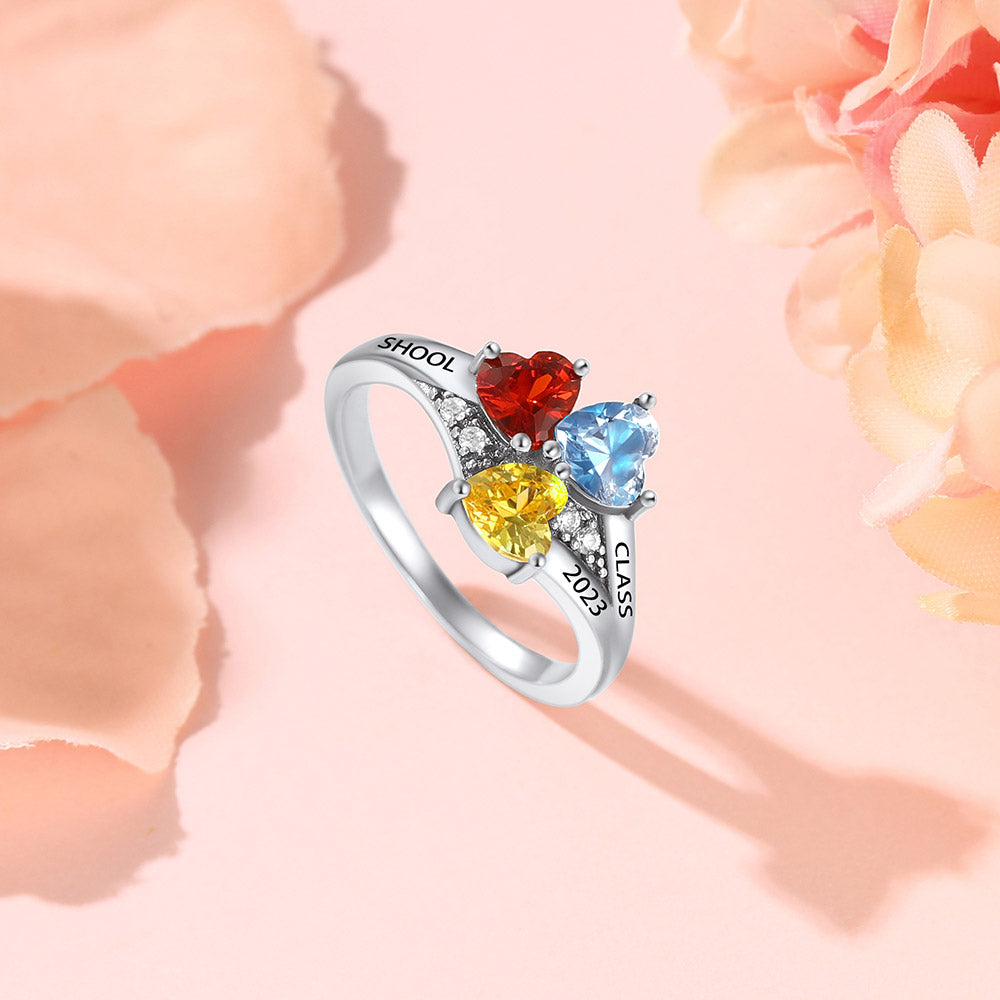 925 Sterling Silver Personalized Birthstone Rings For Women