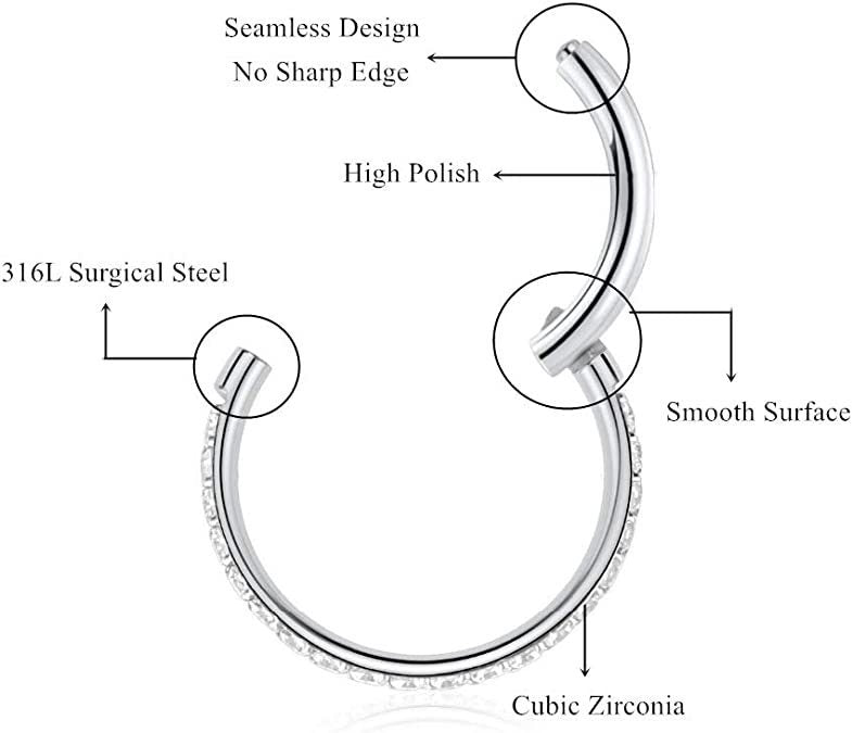 Titanium Waterproof Multiple Sizes Purple Zircon Cartilage Hoop