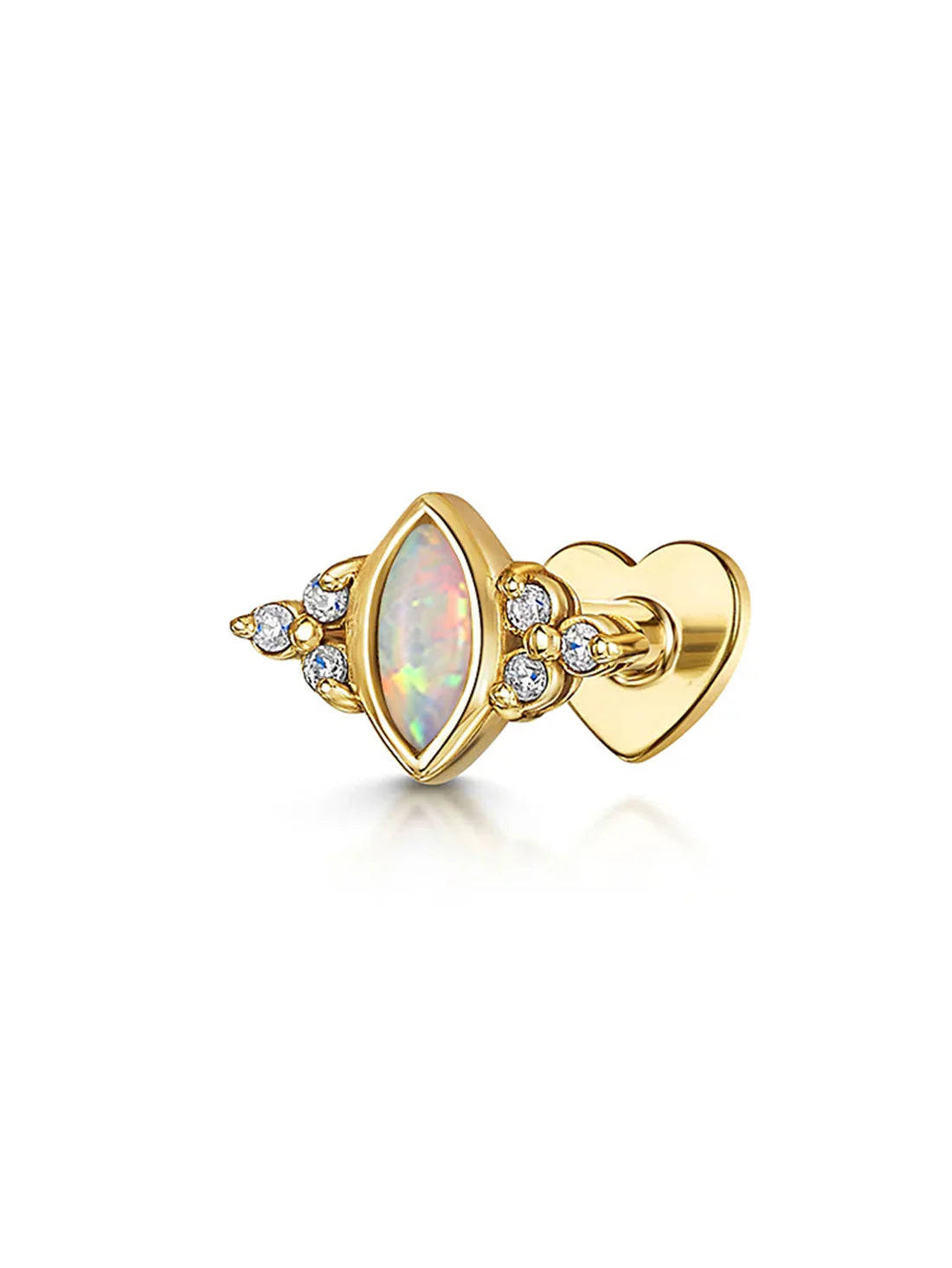 S925 Sterling Silver Opal Marquise Ear Piercing Stud