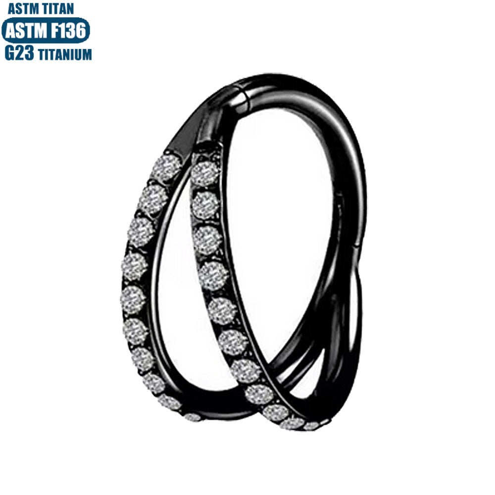 G23 Titanium Waterproof Double Hoop Cartilage Earring 16G – 5A CZ, Multiple Sizes