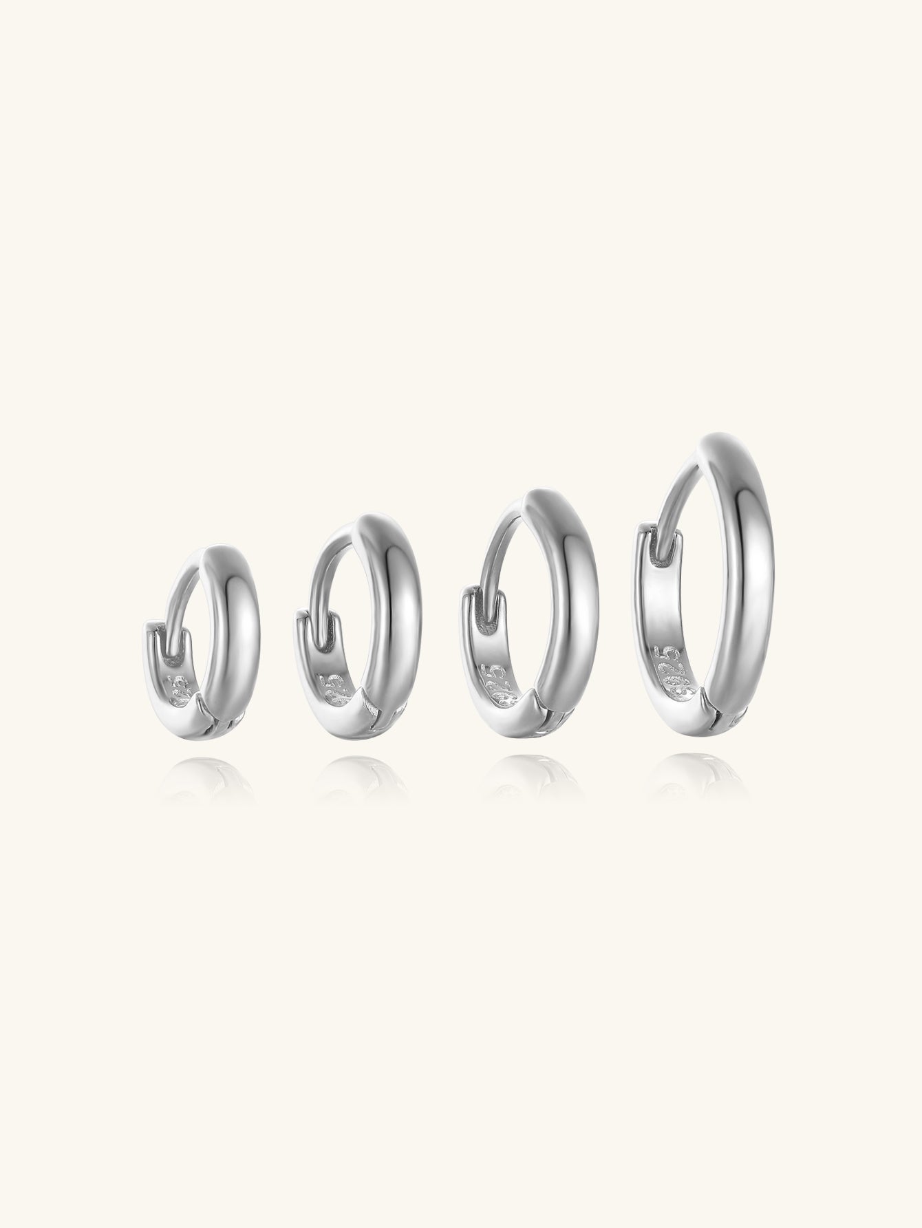 925 Sterling Silver Multi Size Hoop Huggie Earrings
