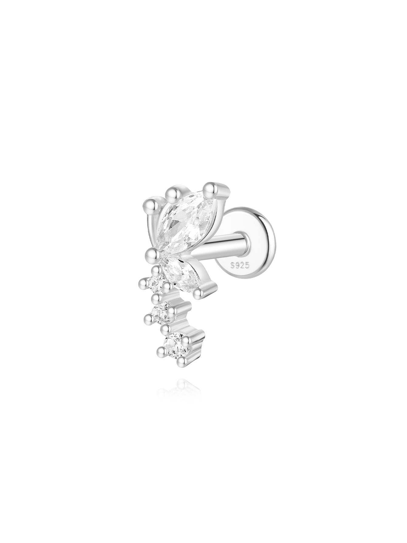925 Sterling Silver Flower Pave Zircon Earring Series