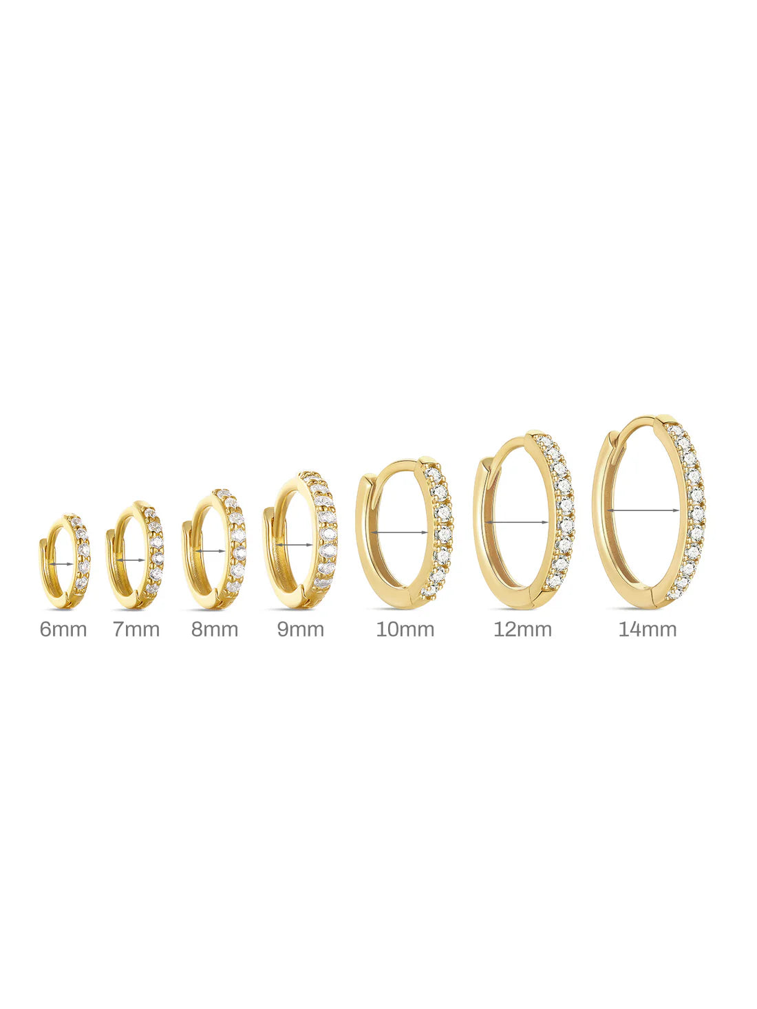 925 Classic Waterproof Pave Hoop Huggies Earrings