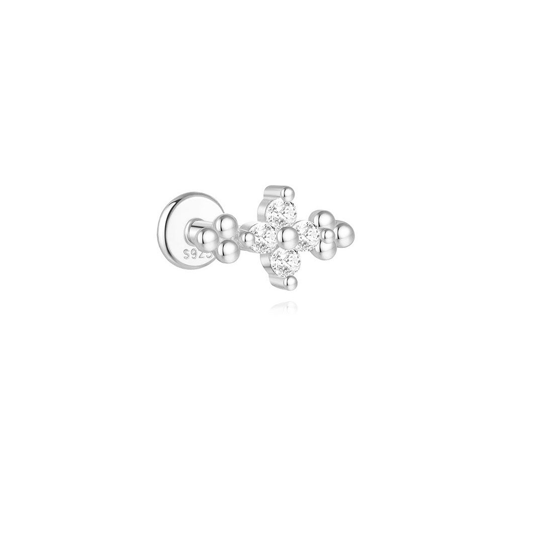 925 Sterling Silver Flower Drop Star Moon Studs Earrings