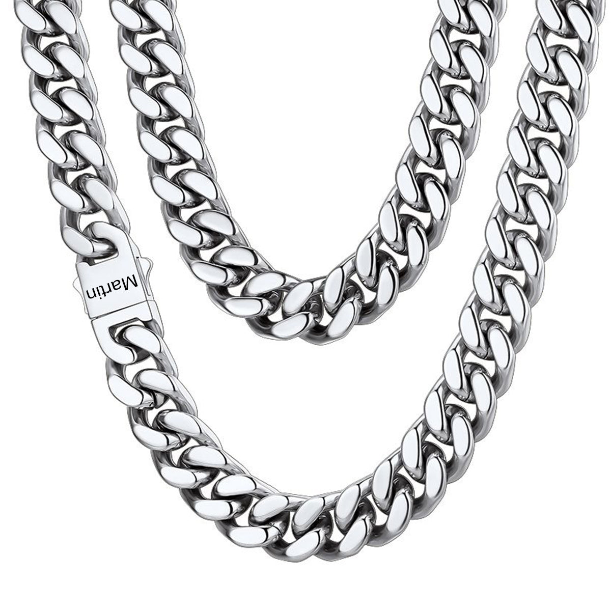 Personalized Cuban Link Chain Necklace in Stainless Steel