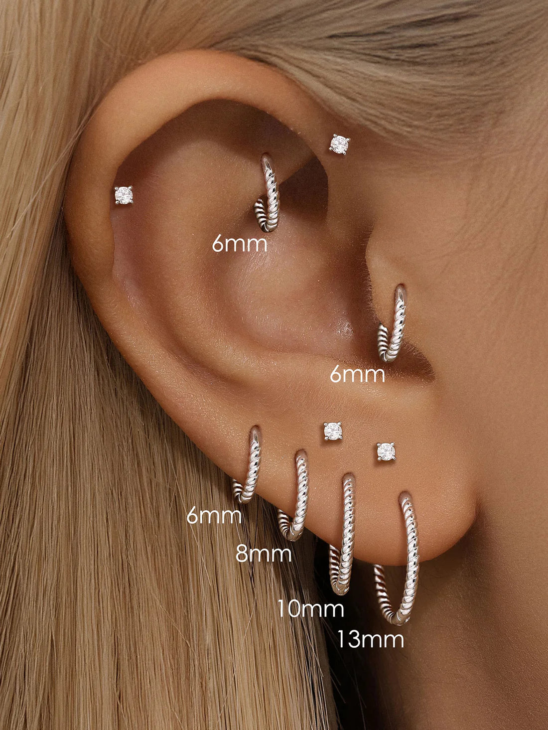 925 Sterling Silver Twist Hoop Earrings
