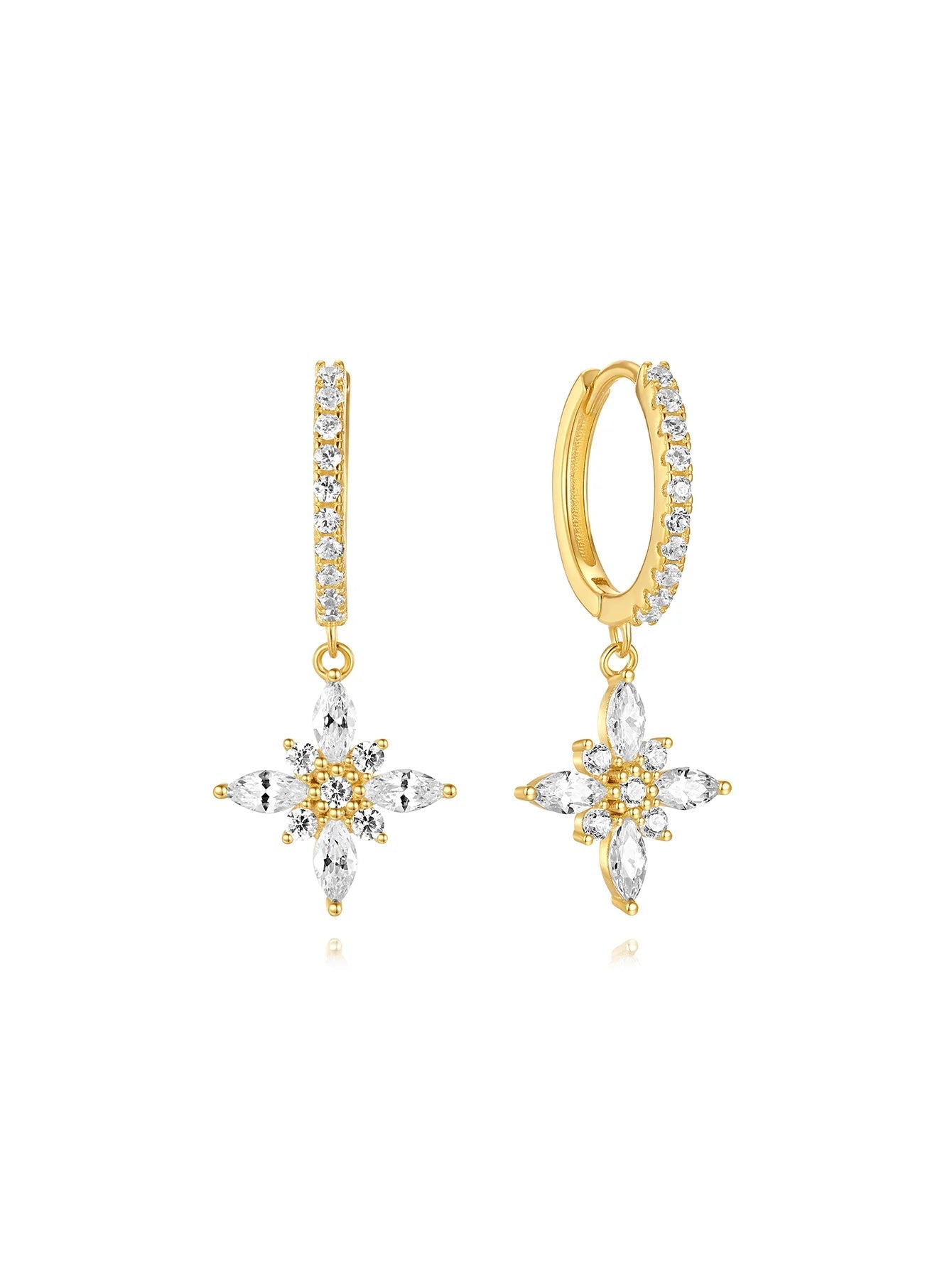 925 Sterling Silver Waterproof Butterfly Flower Zircon All Match Earring Set