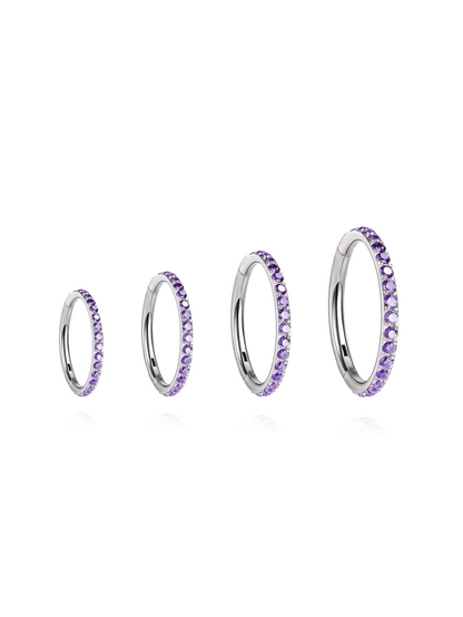 Titanium Waterproof Multiple Sizes Purple Zircon Cartilage Hoop