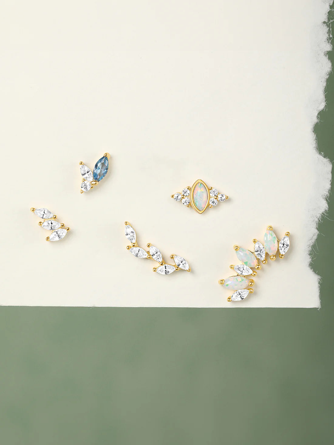 S925 Sterling Silver Opal Marquise Ear Piercing Stud