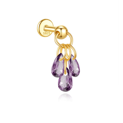 Waterproof 925 Sterling Silver Water Drop Piercing Earring Series