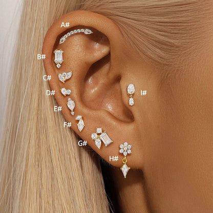 S925 Zircon Stitching Earrings Series