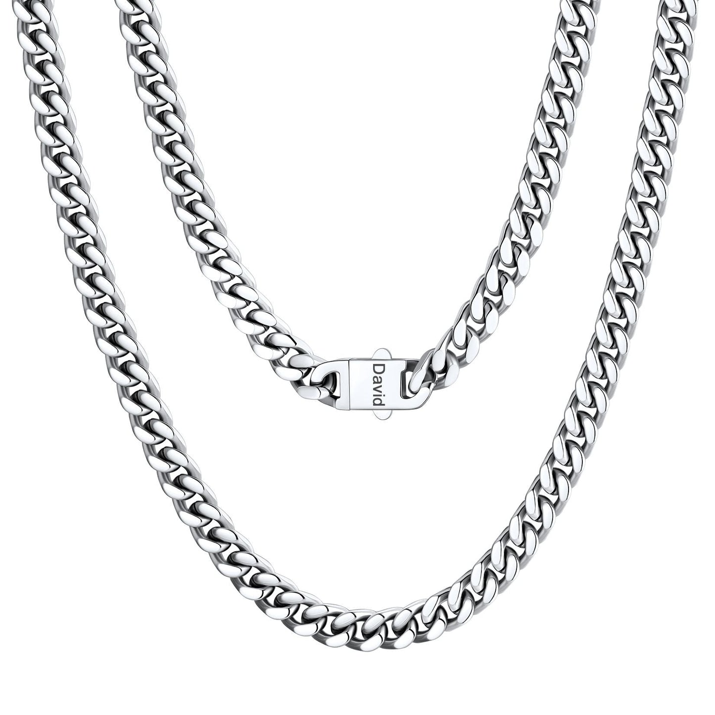 Personalized Cuban Link Chain Necklace in Stainless Steel