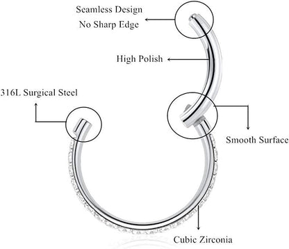 G23 Titanium Waterproof Multiple Sizes Cartilage Hoop