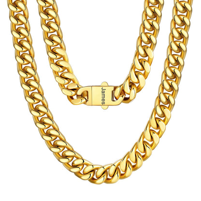 Personalized Cuban Link Chain Necklace in Stainless Steel