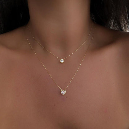 Valén | Elegant Double Layer Heart Pendant Necklace