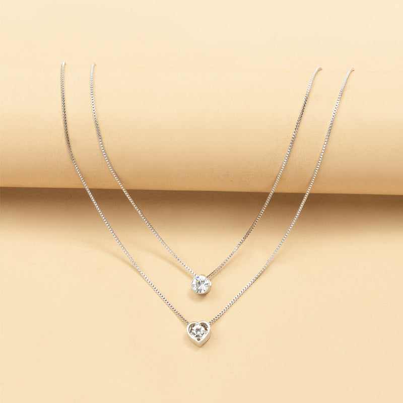 Valén | Elegant Double Layer Heart Pendant Necklace
