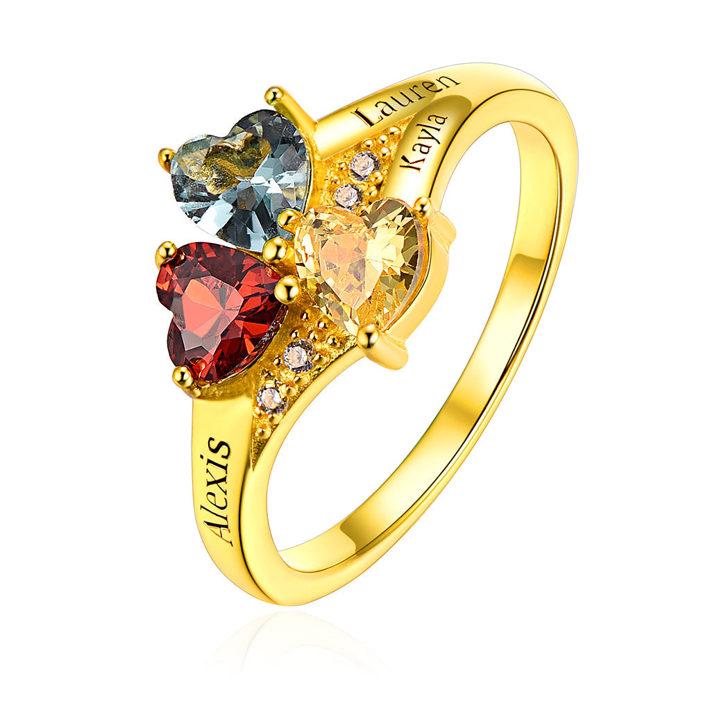 925 Sterling Silver Personalized Birthstone Rings For Women