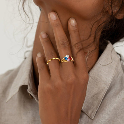925 Sterling Silver Personalized Birthstone Rings For Women