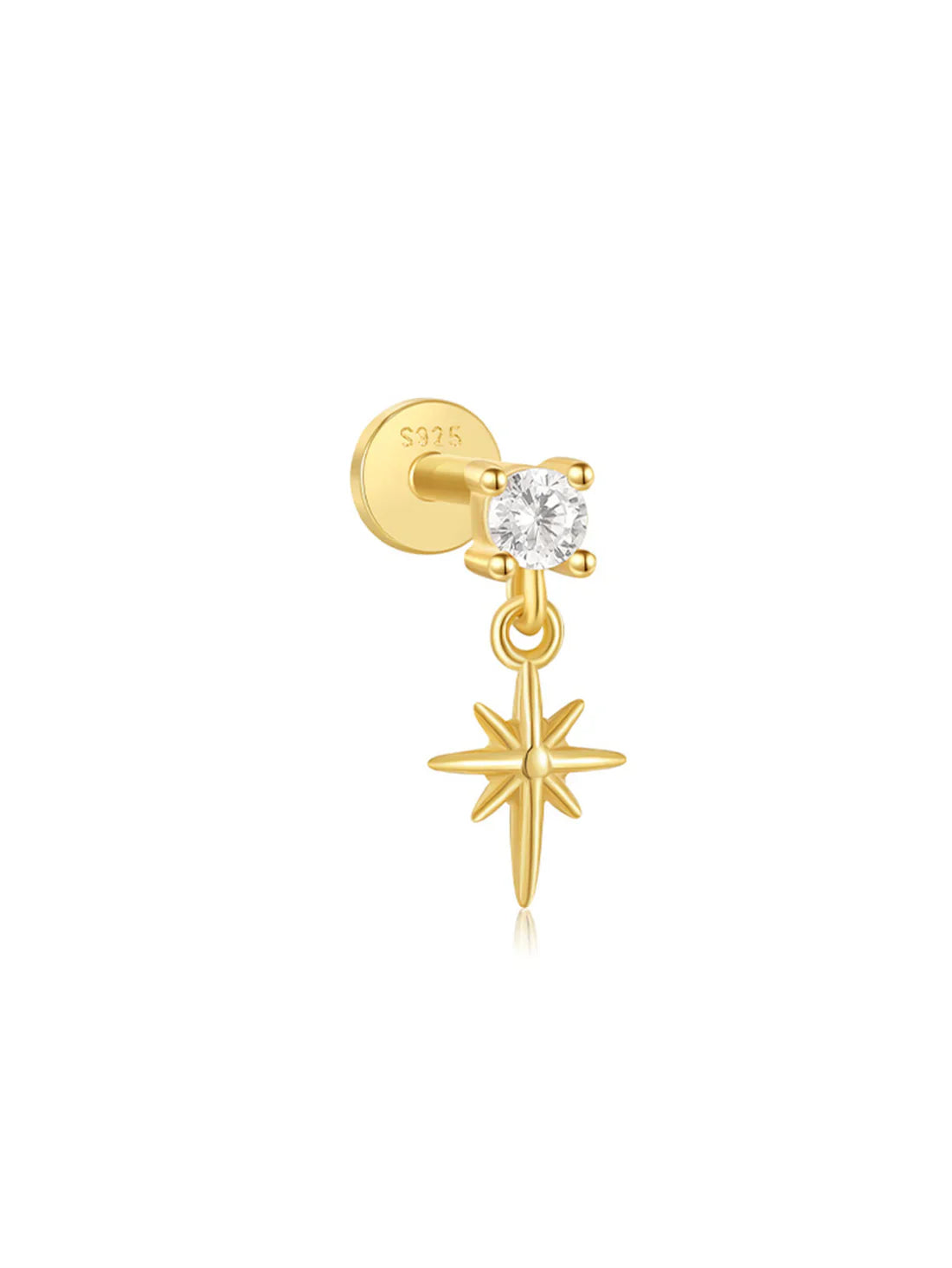 925 Sterling Silver Water Drop Flower Piercing Studs