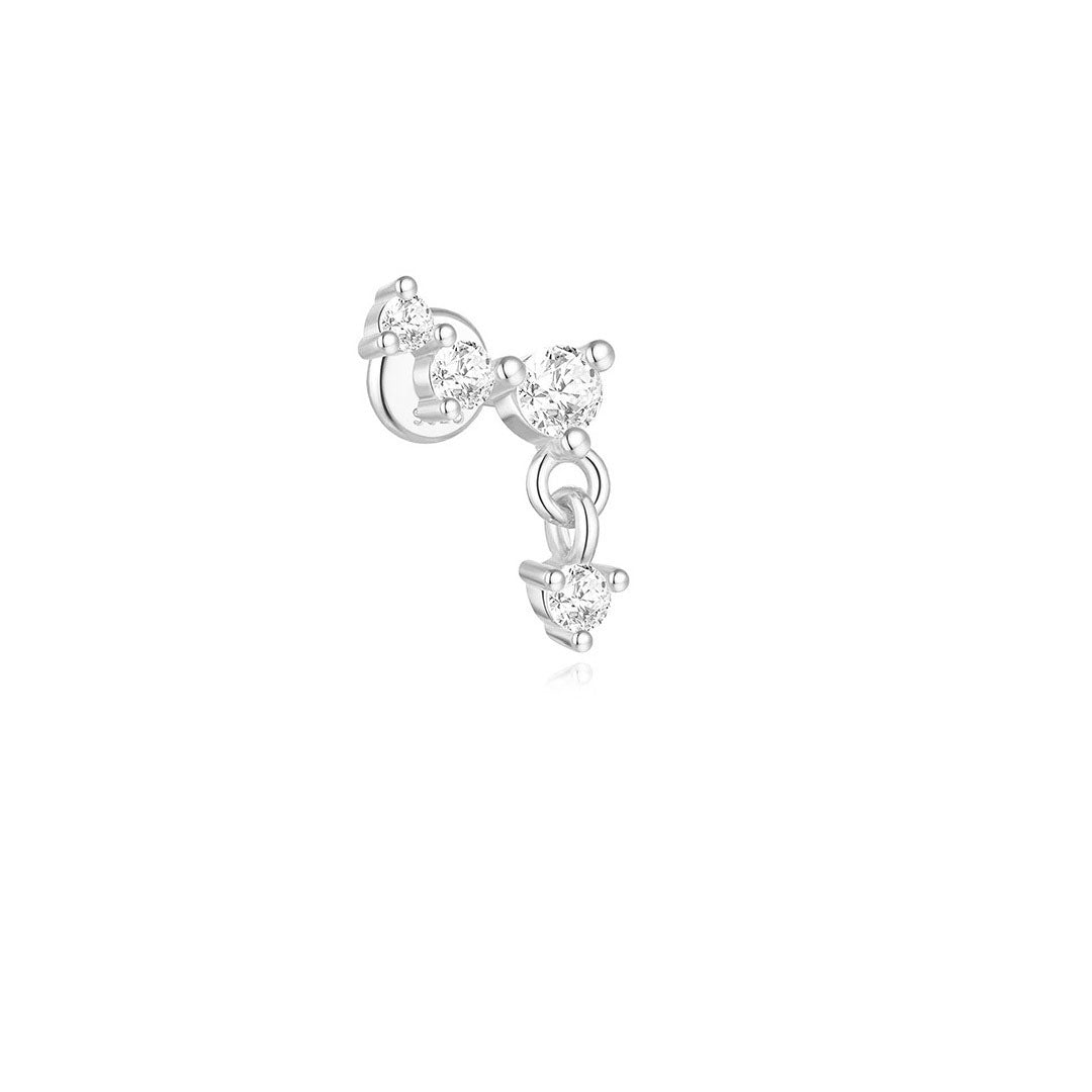 925 Sterling Silver Flower Drop Star Moon Studs Earrings