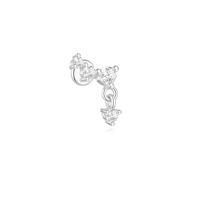 925 Sterling Silver Flower Drop Star Moon Studs Earrings
