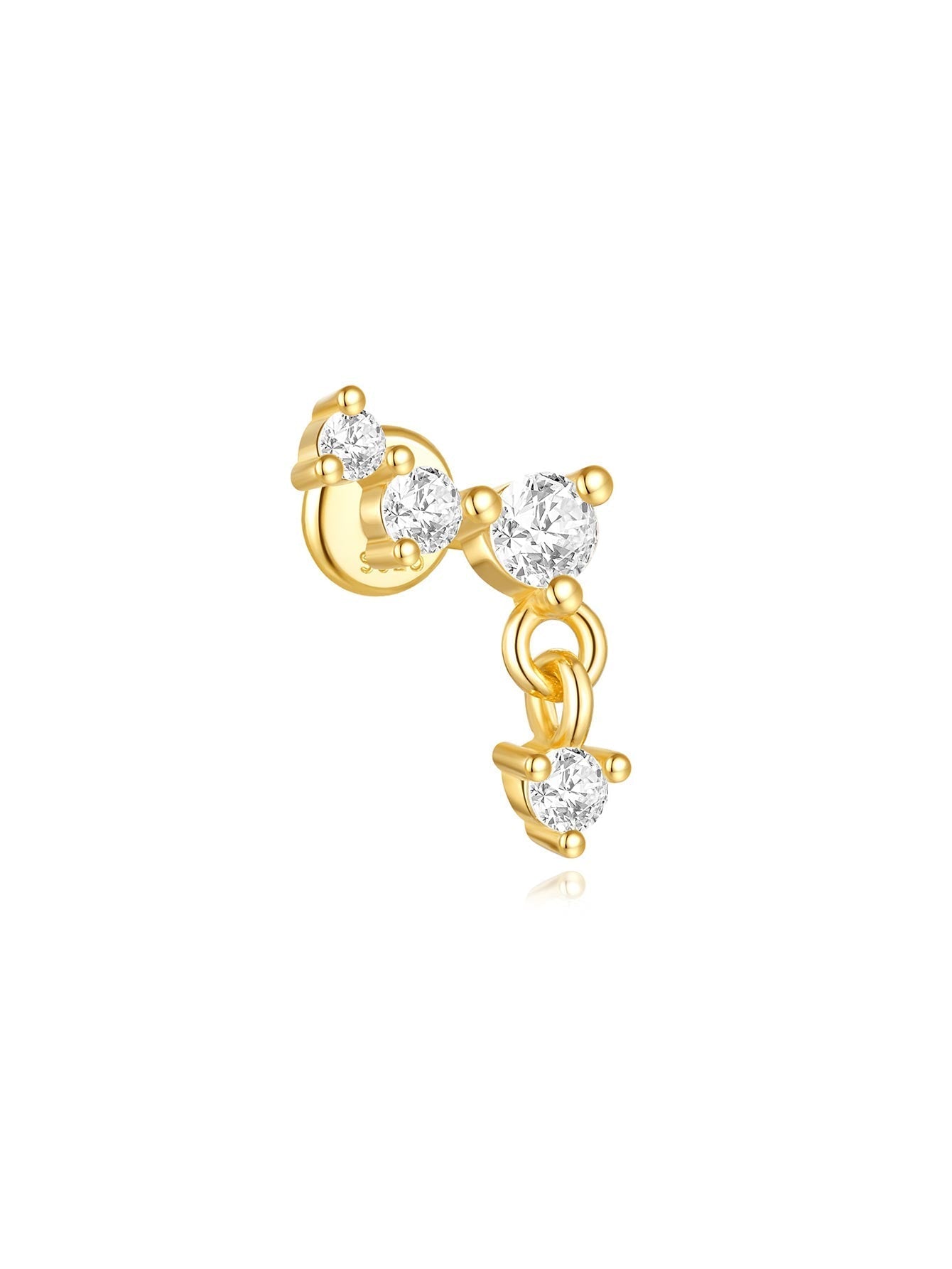 925 Sterling Silver Waterproof Flower Drops Star Moon Studs Earring Series