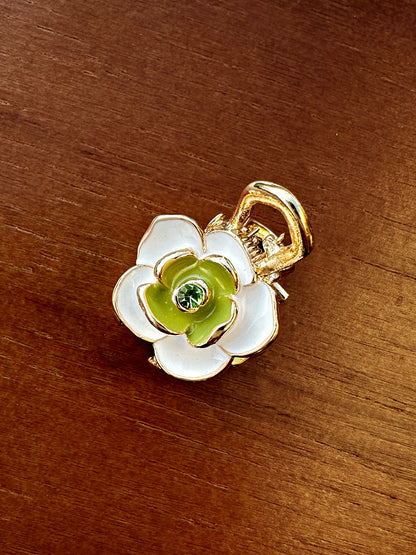Green Floral Charm Studs