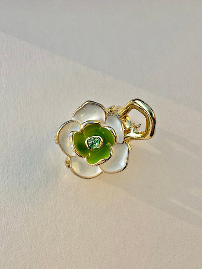 Green Floral Charm Studs