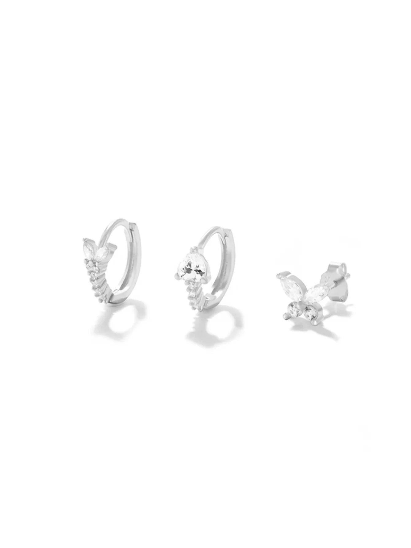 925 Sterling Silver Waterproof Butterfly Flower Zircon All Match Earring Set