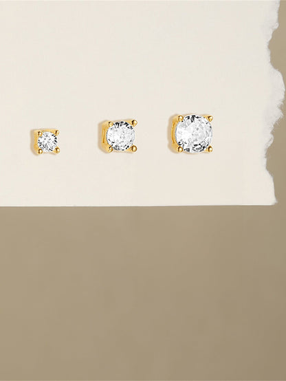 S925 Round Zirconia Stud Earrings– 2mm / 3mm / 4mm