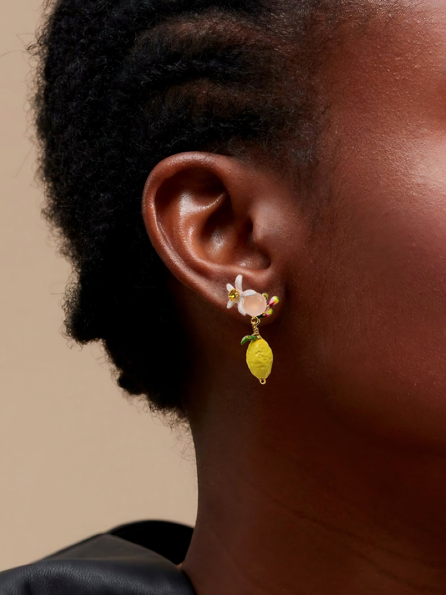 Floral And Lemon Charm Studs