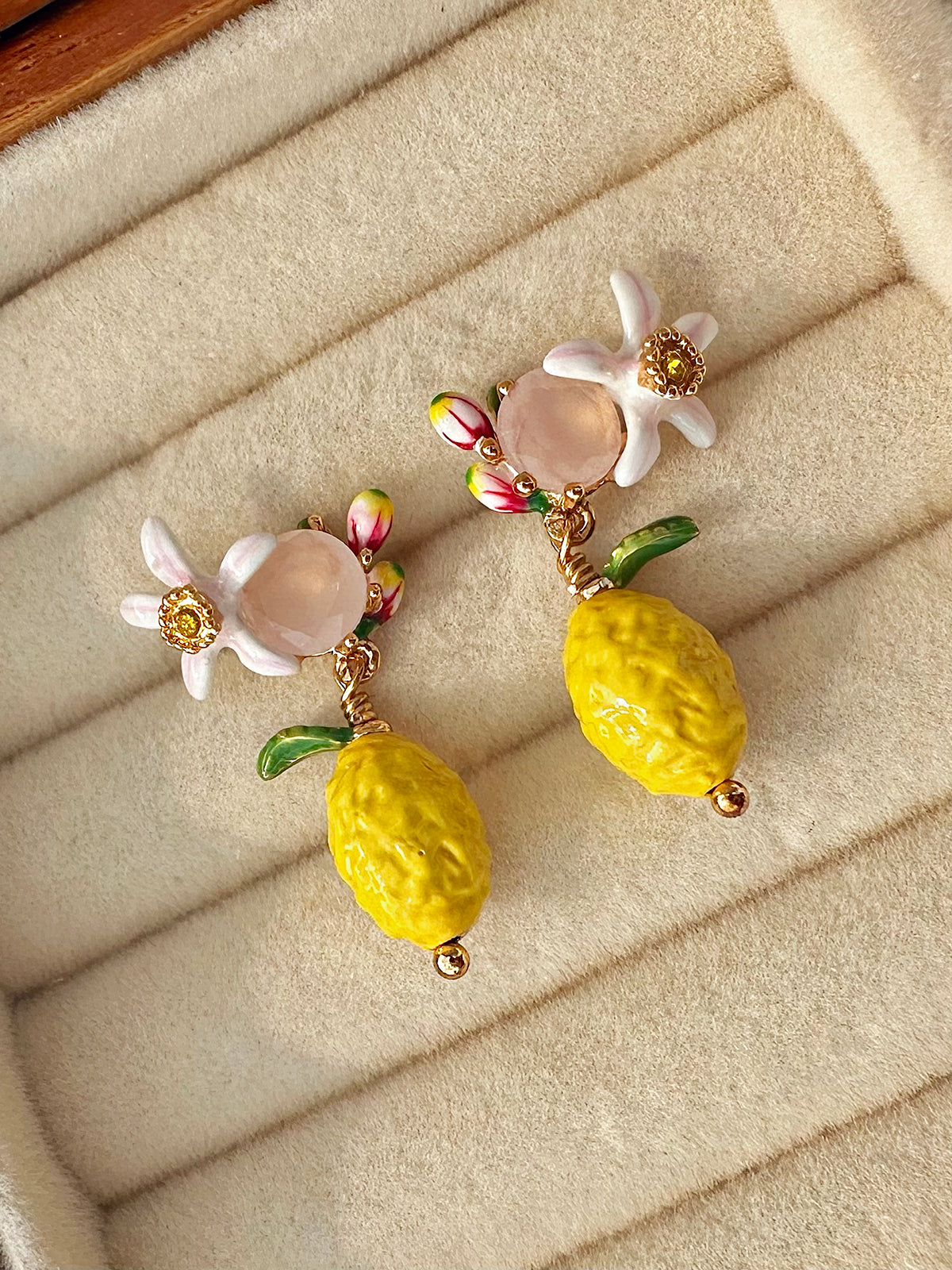 Floral And Lemon Charm Studs