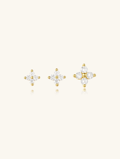 925 Chic Waterproof Flower Zircon Sterling Silver Stud Earrings