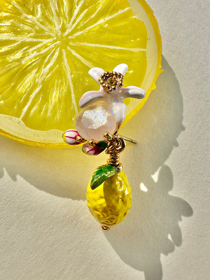 Floral And Lemon Charm Studs