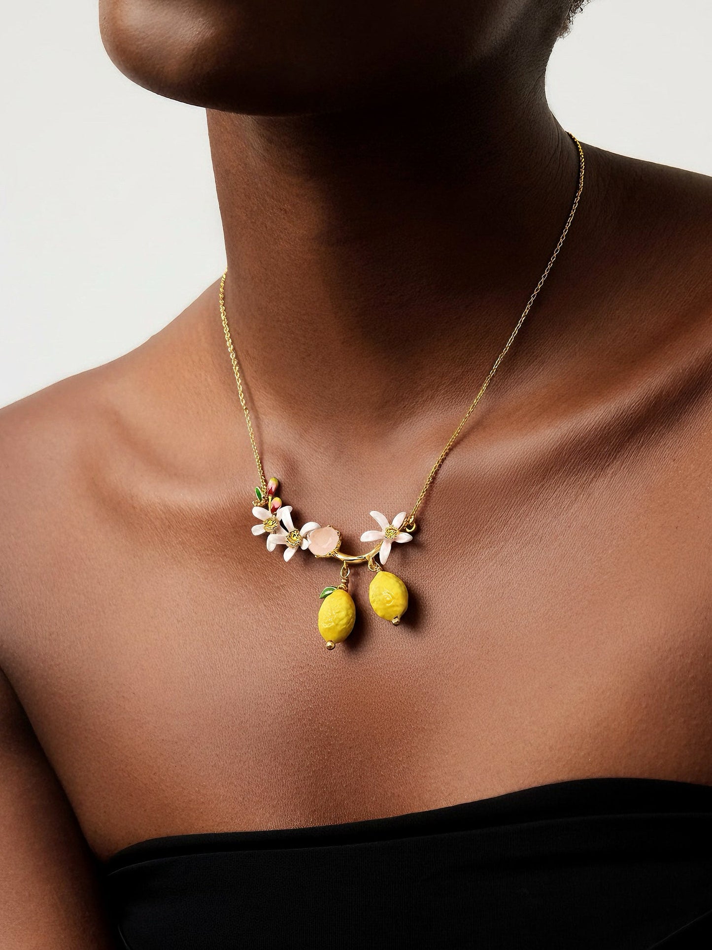 VALÉN — Floral &amp; Lemon Charm Pendant Necklace