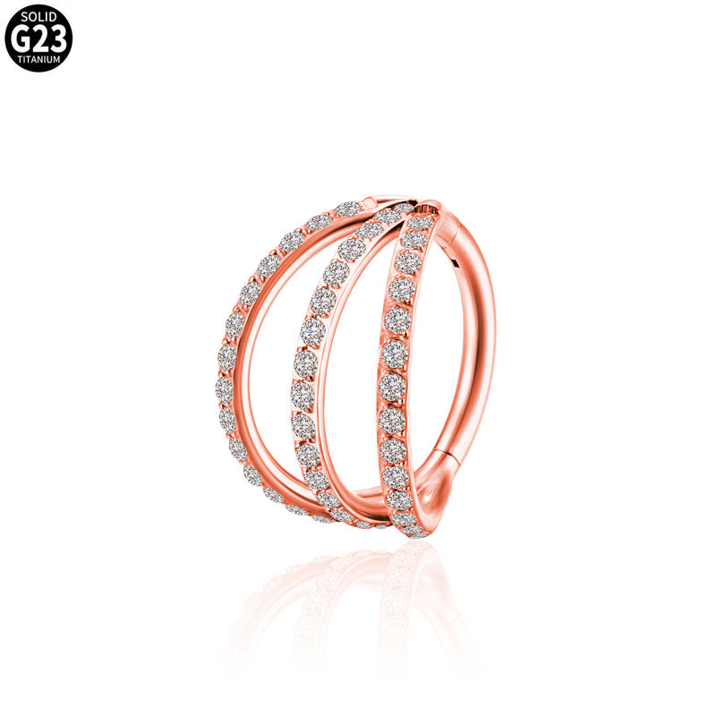 G23 Titanium Waterproof Triple Stacking Earrings and Nose Ring