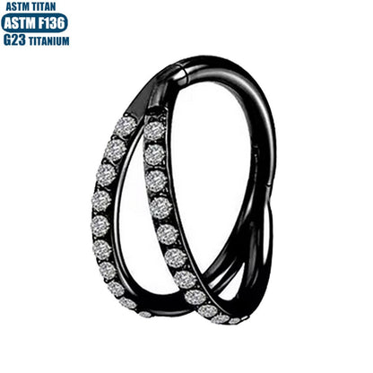 G23 Titanium Waterproof Double Hoop Cartilage Earring 16G – 5A CZ, Multiple Sizes