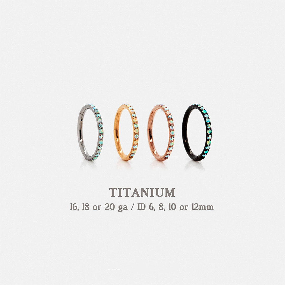 G23 Titanium Opal and CZ Round Paved Earring