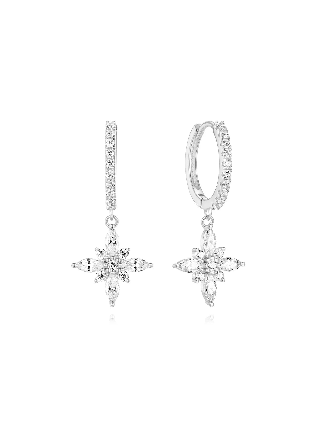 925 Sterling Silver Waterproof Butterfly Flower Zircon All Match Earring Set