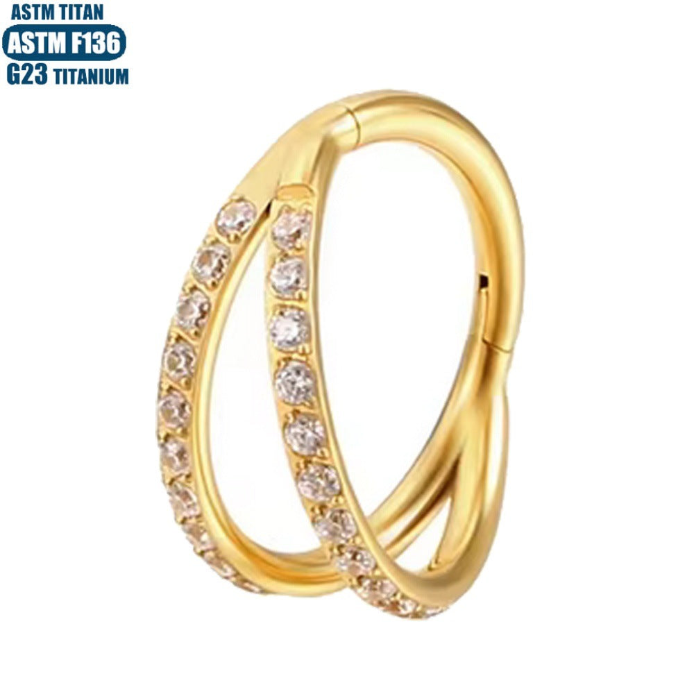 G23 Titanium Waterproof Double Hoop Cartilage Earring 16G – 5A CZ, Multiple Sizes