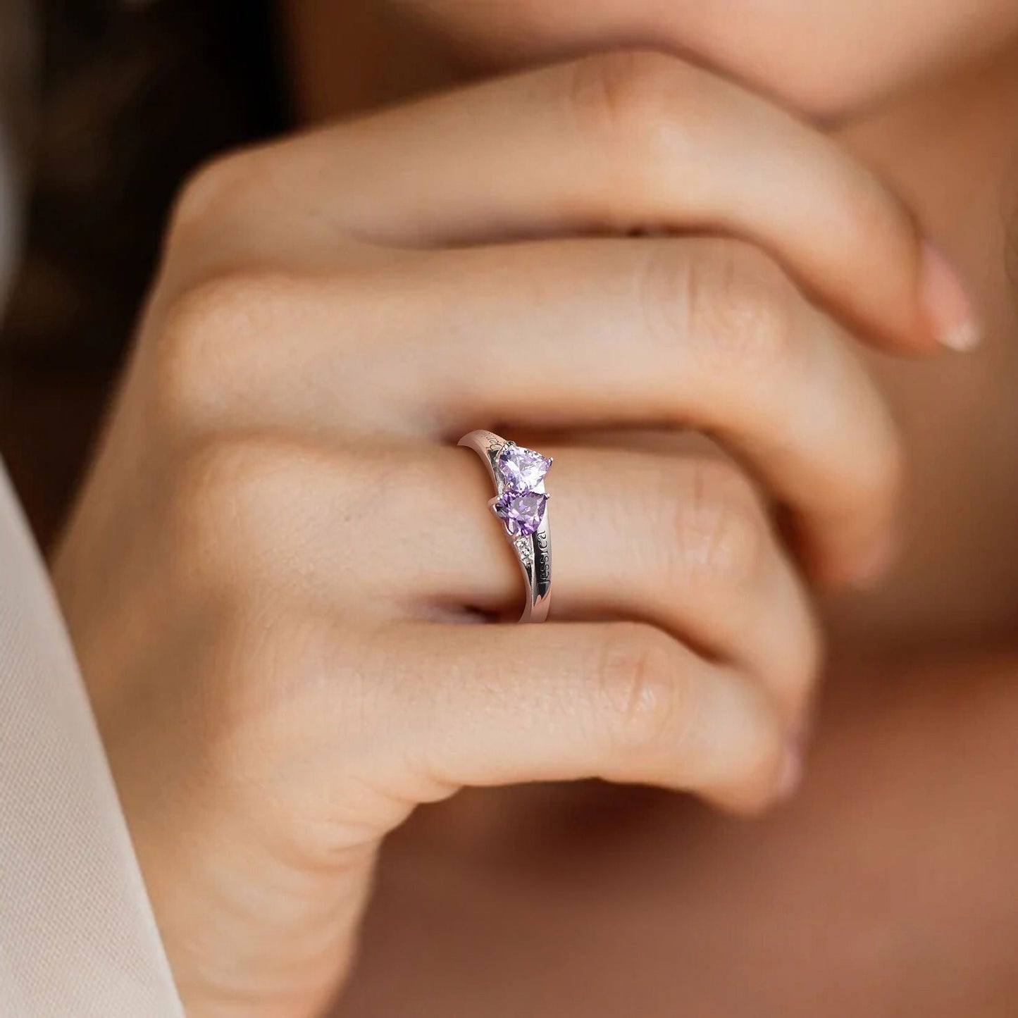 925 Sterling Silver Personalized Birthstone Rings For Women