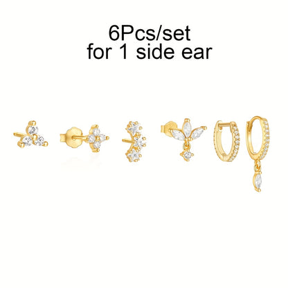 ✨ Valén | 6-Piece Golden Zircon Earrings Set ✨