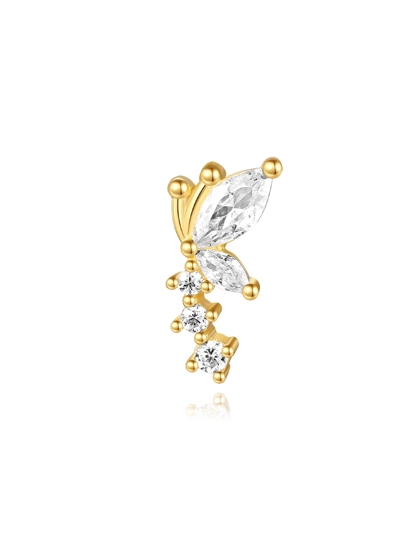 925 Sterling Silver Waterproof Butterfly Flower Zircon All Match Earring Set
