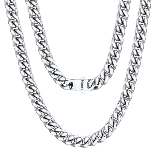 Personalized Cuban Link Chain Necklace in Stainless Steel
