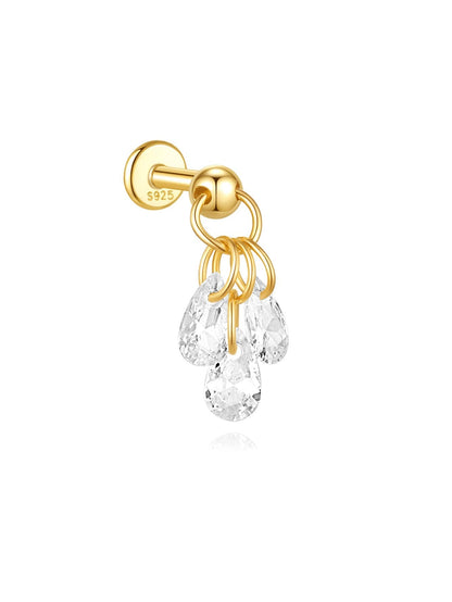 925 Sterling Silver Flower Drop Star Moon Studs Earrings