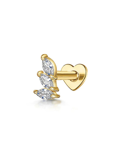 S925 Sterling Silver Opal Marquise Ear Piercing Stud