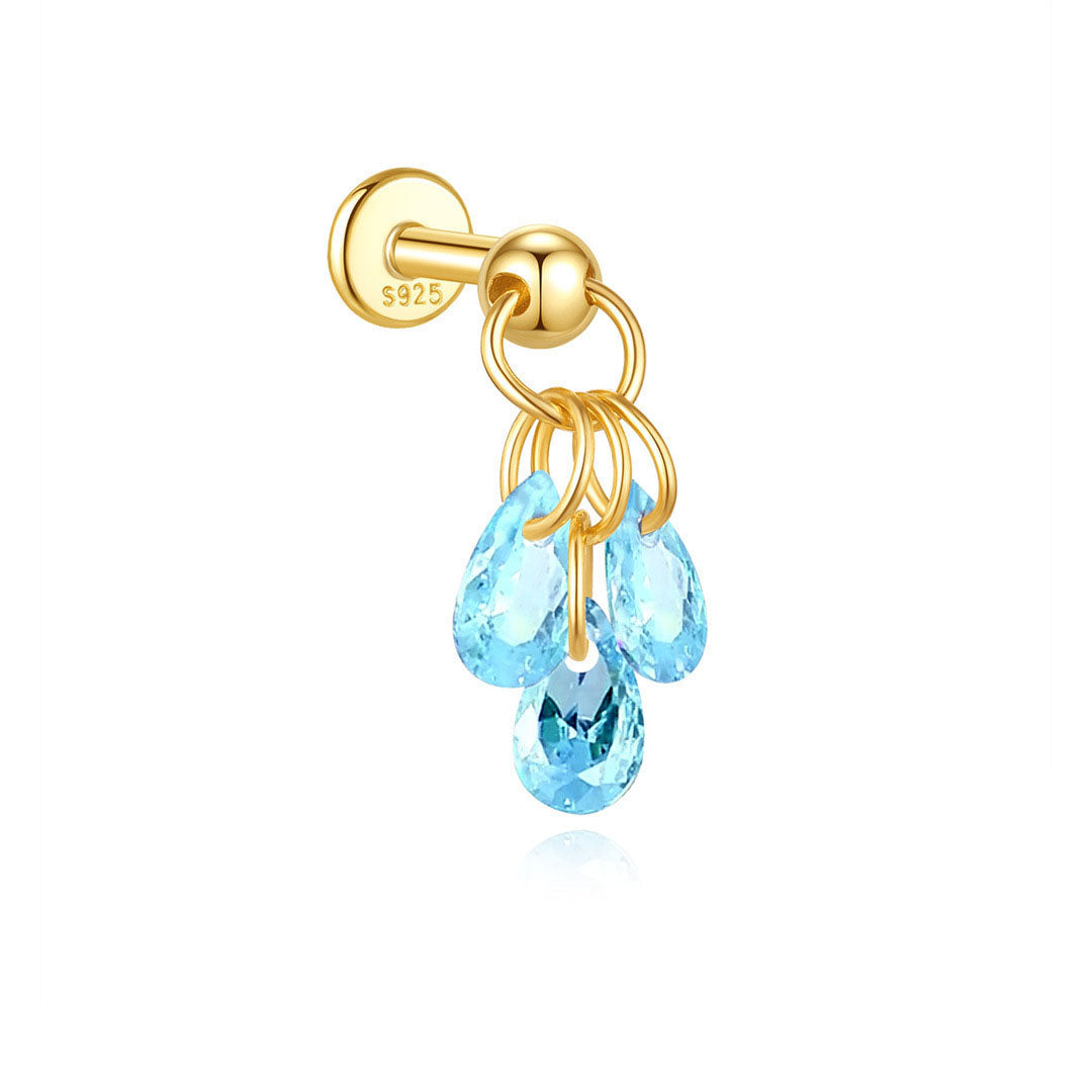 Waterproof 925 Sterling Silver Water Drop Piercing Earring Series