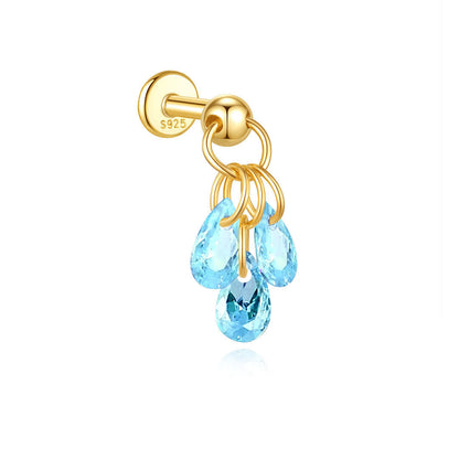 Waterproof 925 Sterling Silver Water Drop Piercing Earring Series